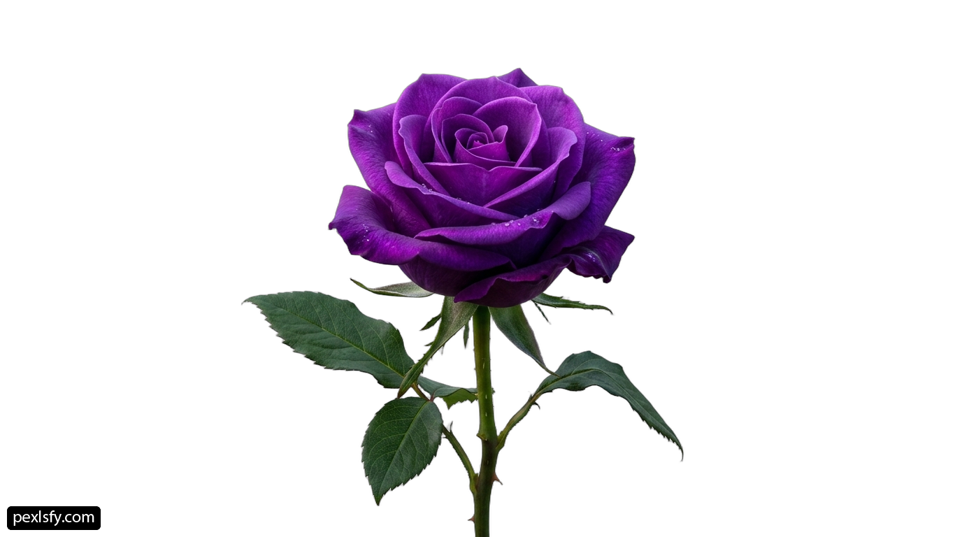 Single purple rose on a white background png transparent background