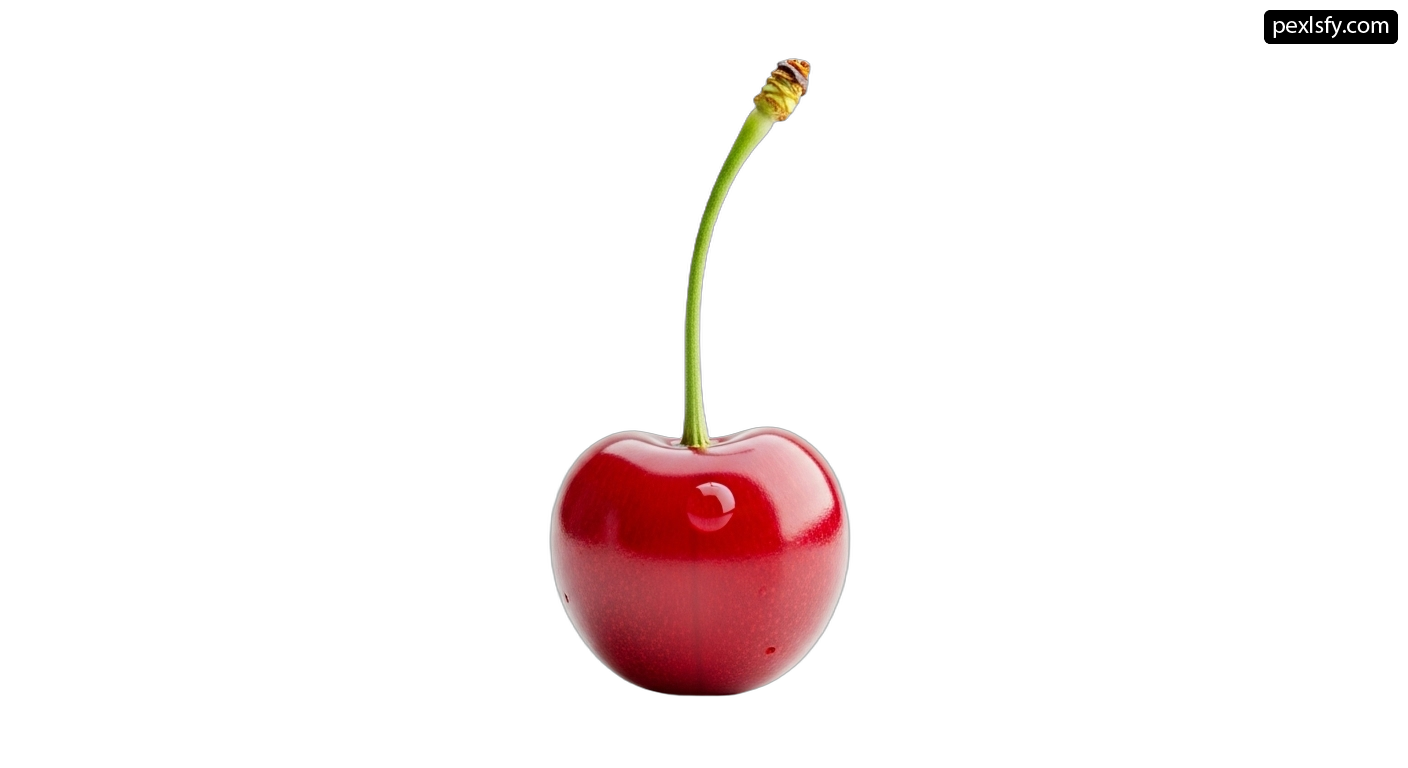 Single red cherry on a white background png transparent background