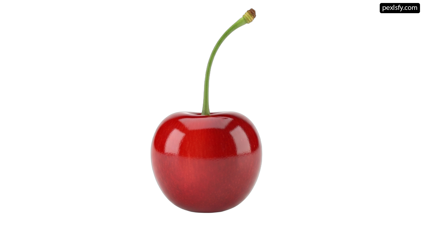 Single red cherry on a white background png transparent background