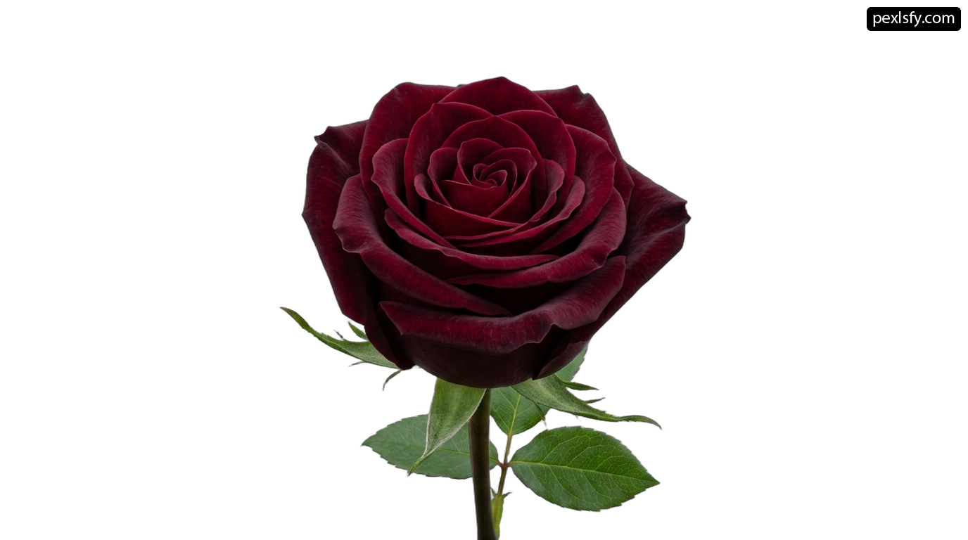Single red rose on a white background png transparent background