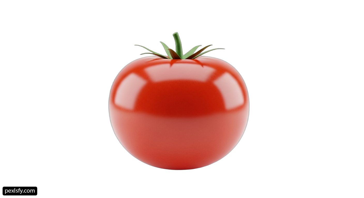 Single red tomato on a white background png transparent background