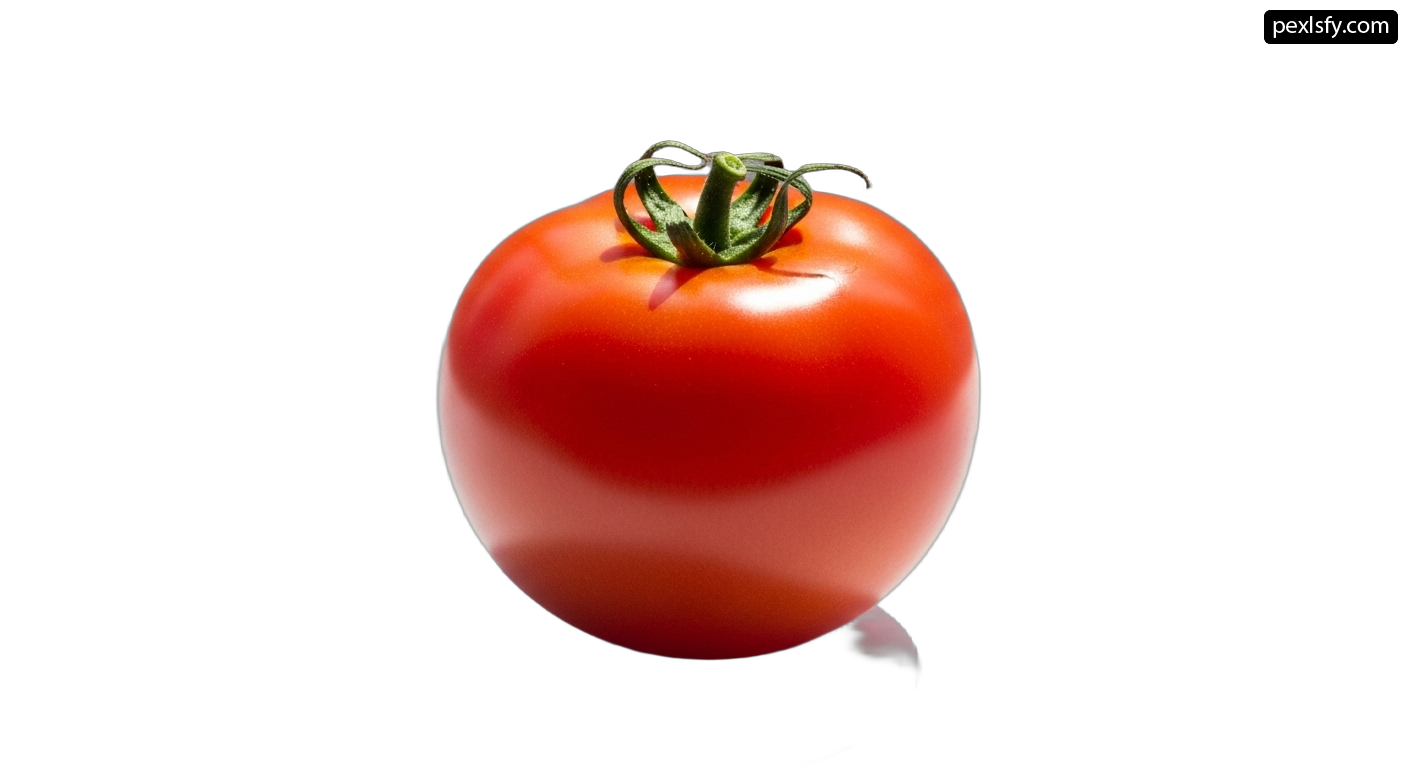 Single red tomato on a white background png transparent background