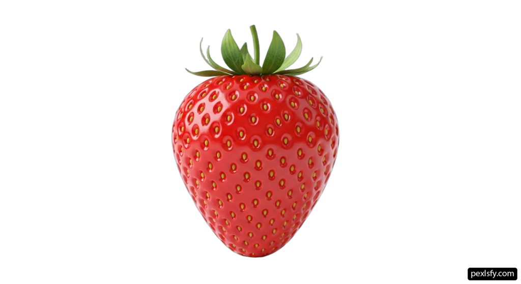 Single strawberry on a white background png transparent background