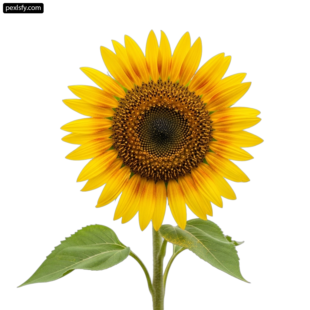 Single sunflower on a white background png transparent background