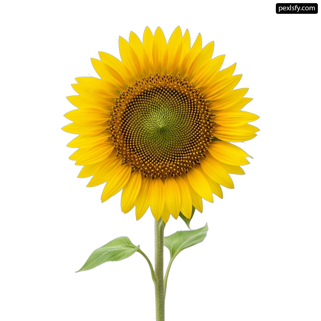 Single sunflower on a white background png transparent background