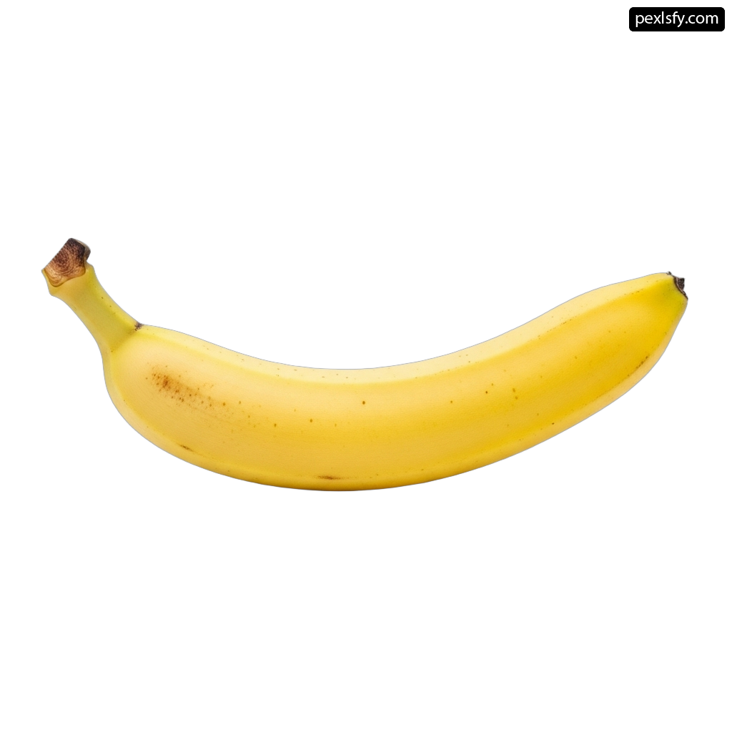 Single yellow banana on a white background png transparent background