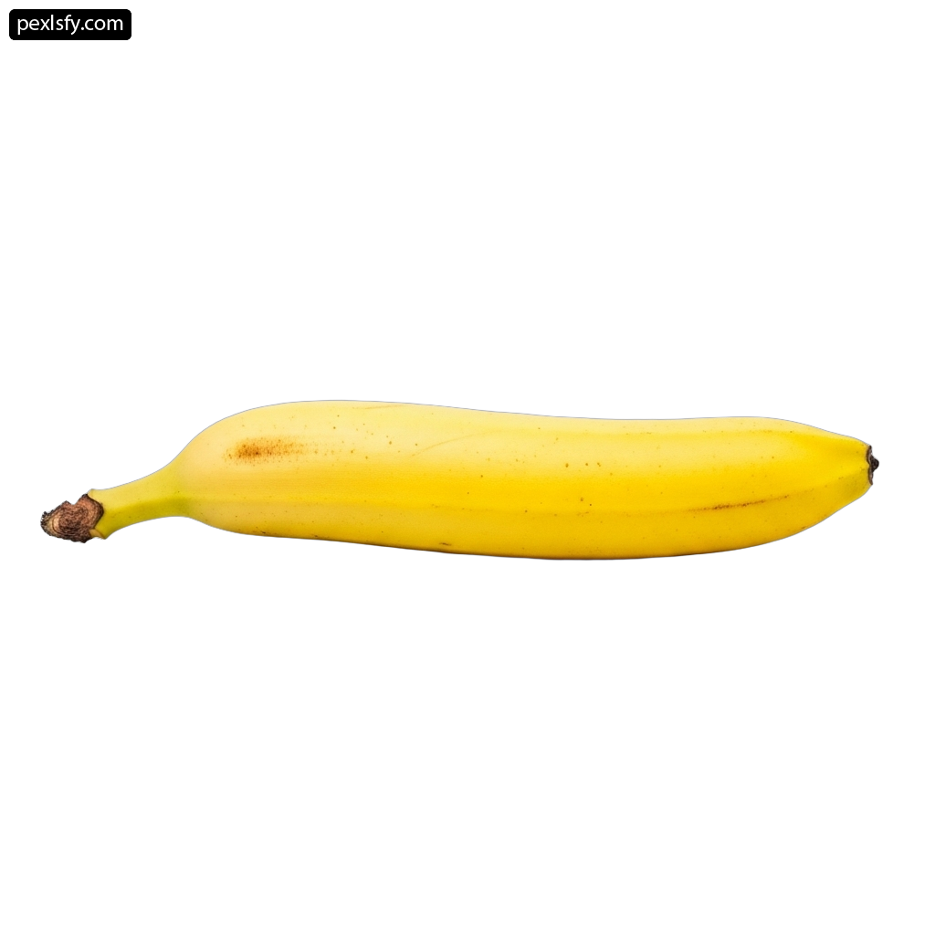 Single yellow banana on a white background png transparent background