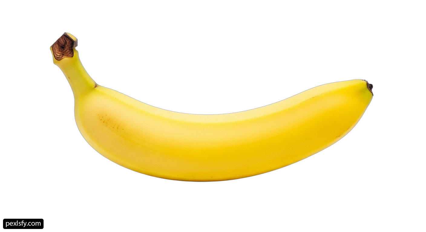 Single yellow banana on a white background png transparent background