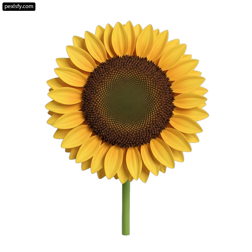 Single yellow sunflower on a white background png transparent background