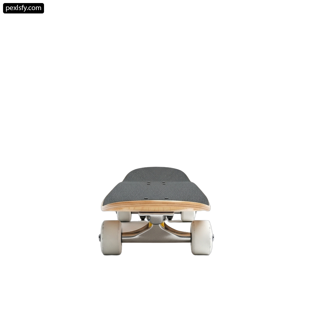 Skateboard with a wooden top on a white background png transparent background