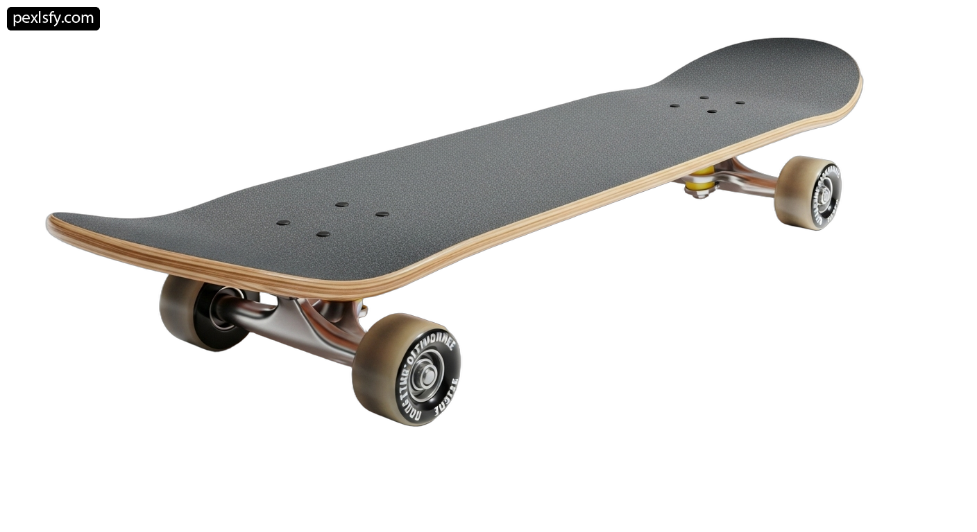 Skateboard with four wheels on a white background png transparent background