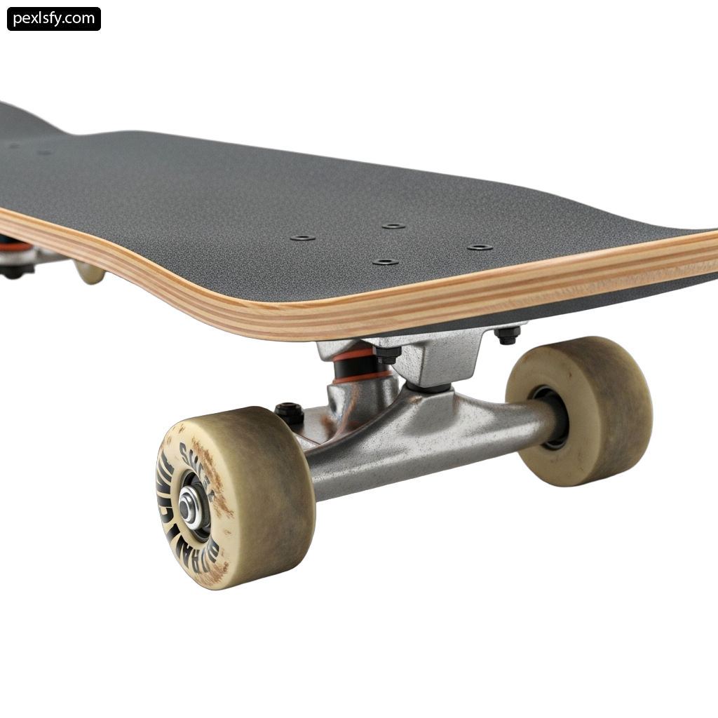 Skateboard with four wheels on a white background png transparent background
