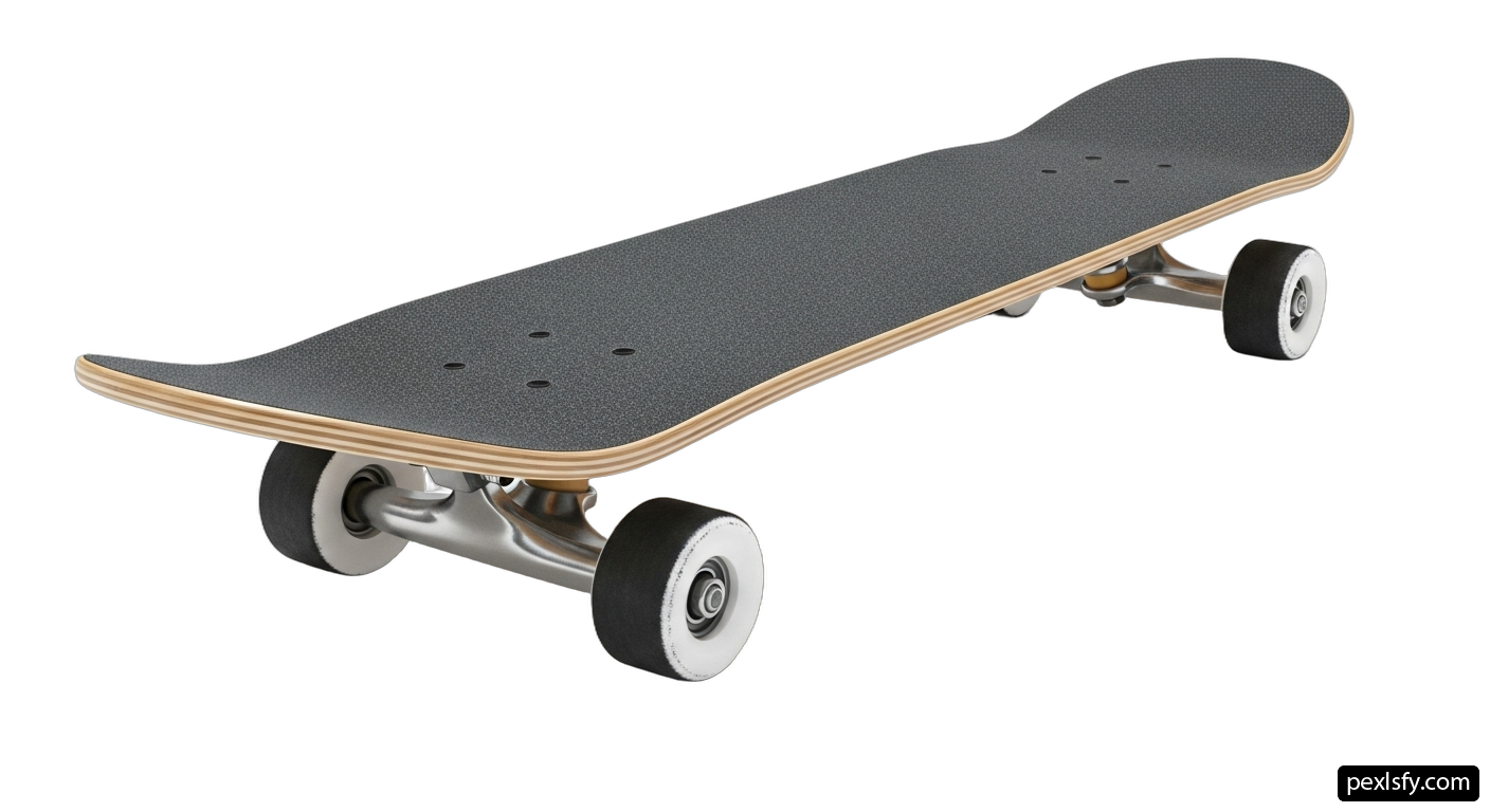 Skateboard with four wheels on a white background png transparent background