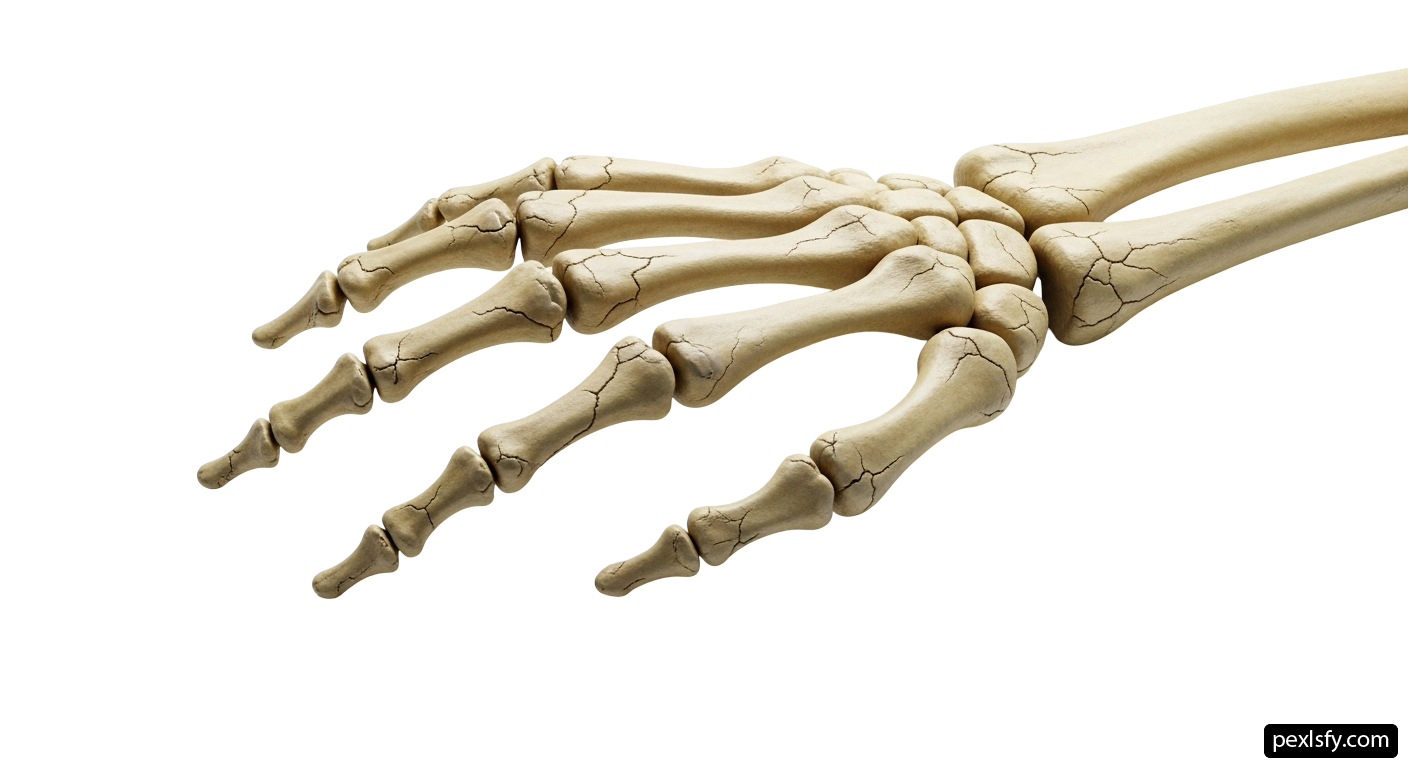 Skeleton of a hand on a white background png transparent background