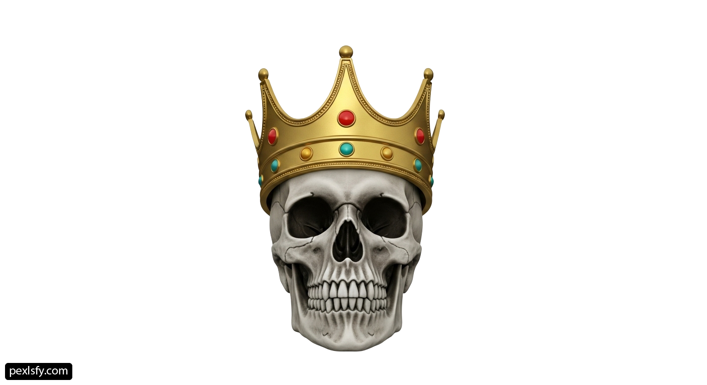 Skull with a crown on top of it png transparent background