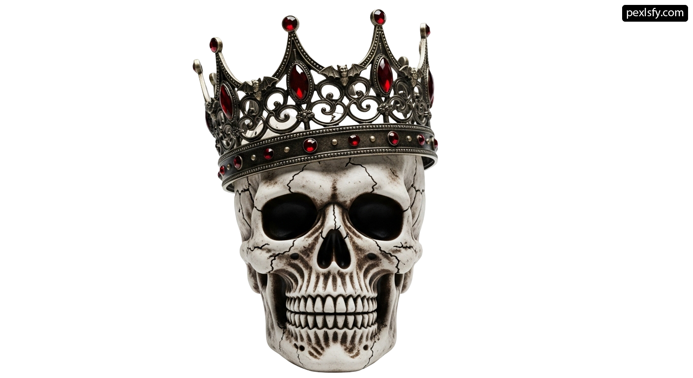 Skull with a crown on top of it png transparent background