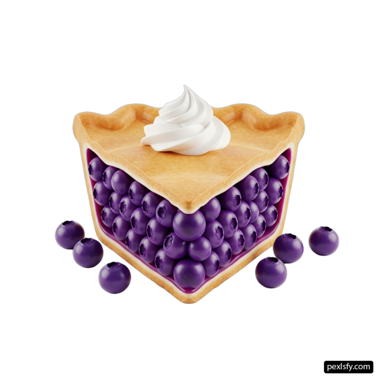 Slice of blueberry pie with whipped cream on top png transparent background