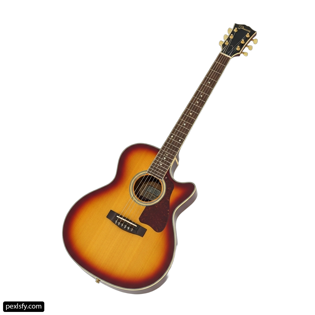 Small acoustic guitar on a white background png transparent background