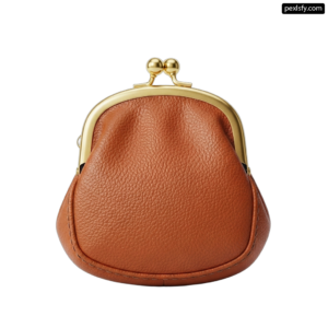 Small brown purse with a gold clasp png transparent background