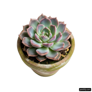 Small succulent plant in a green pot on a white background png transparent background