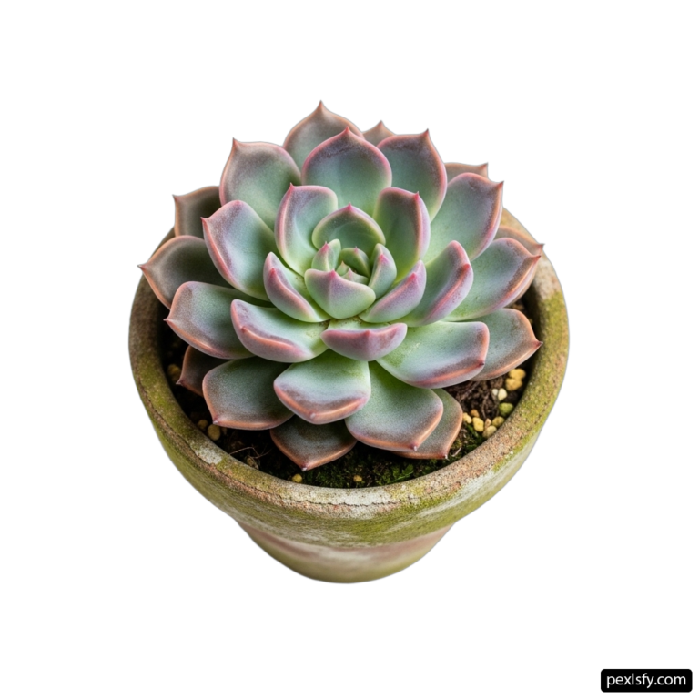 Small succulent plant in a green pot on a white background png transparent background