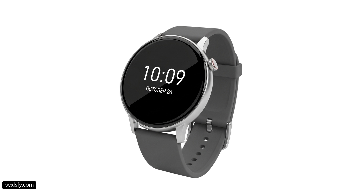 Smart watch with a black band on a white background png transparent background
