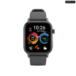 Smart watch with a black band on a white background png transparent background