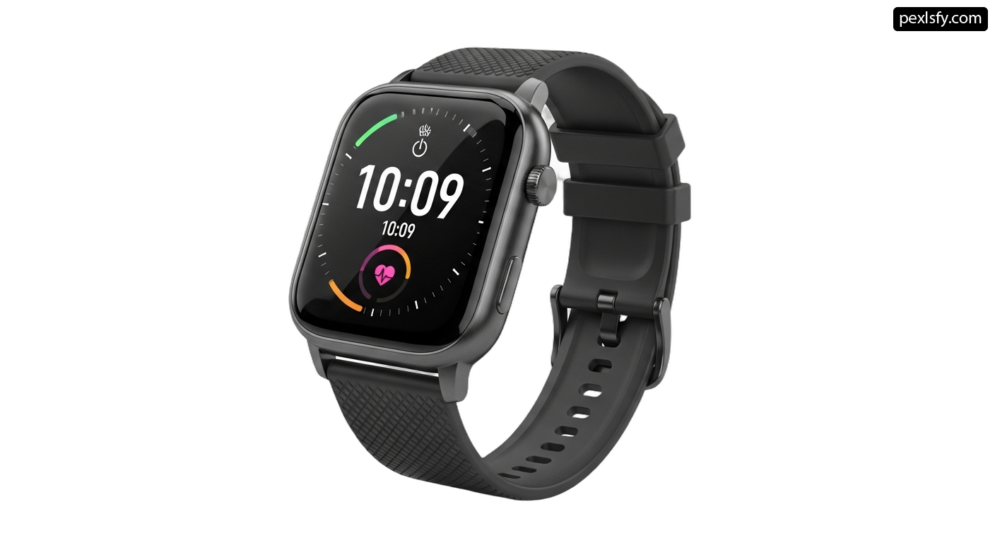 Smart watch with a heart rate monitor on the screen png transparent background