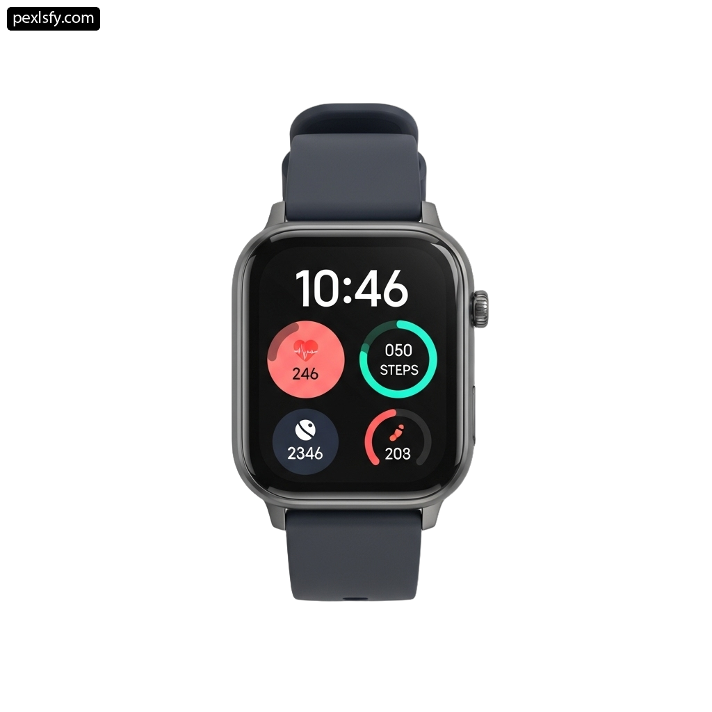 Smart watch with a heart rate monitor on the screen png transparent background