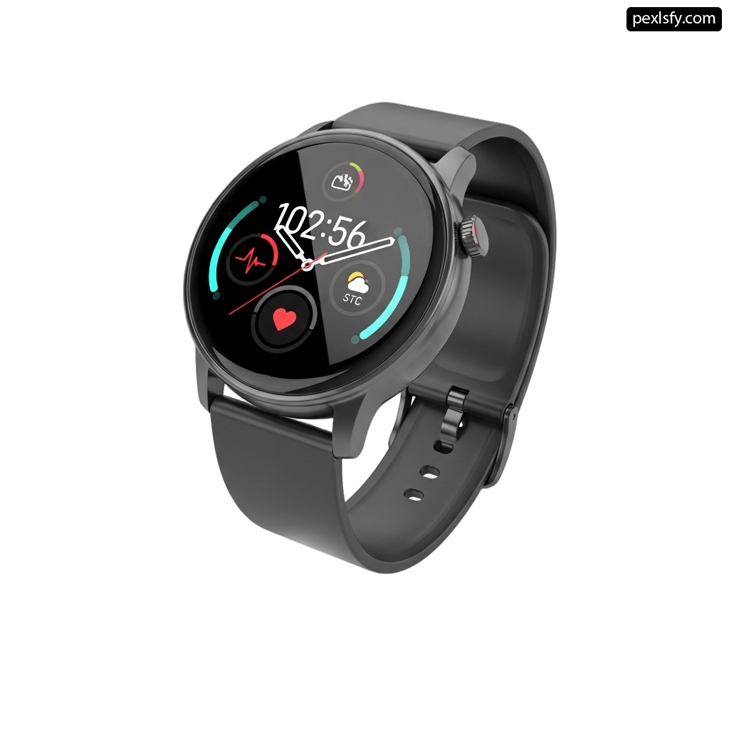 Smart watch with a heart rate monitor on the screen png transparent background