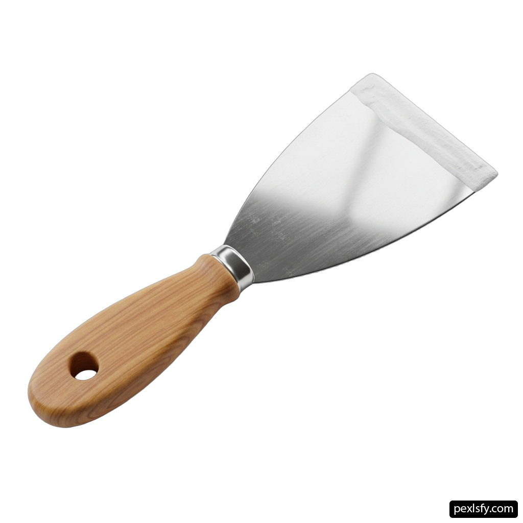 Spatula with a wooden handle on a white background png transparent background