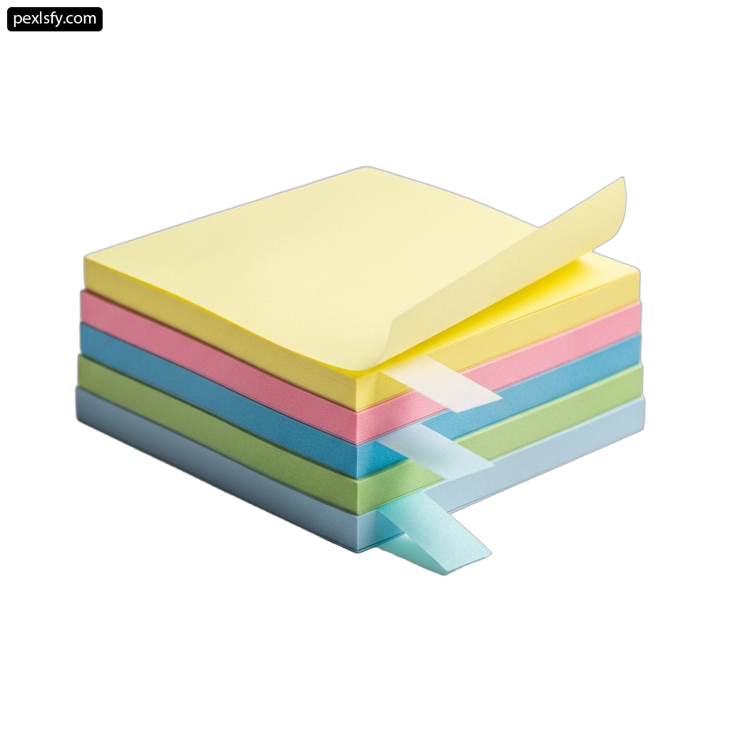 Stack of sticky notes on a white background png transparent background
