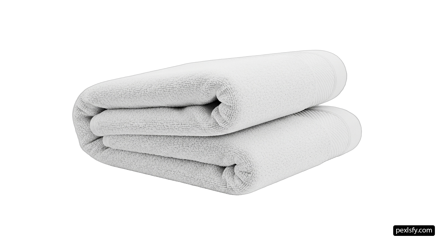 Stack of white towels on a white background png transparent background