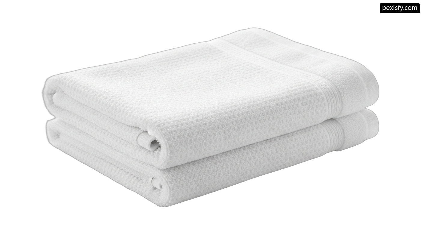 Stack of white towels on a white background png transparent background