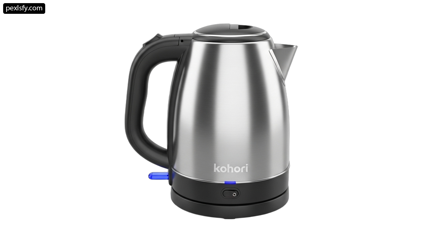 Stainless steel electric kettle on a white background png transparent background