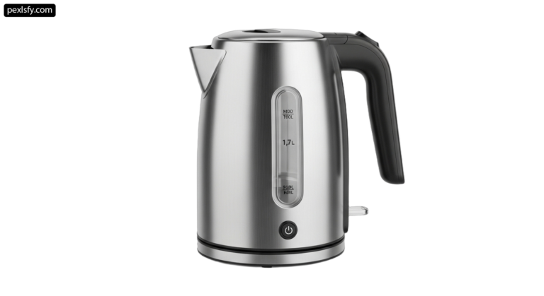 Stainless steel electric kettle on a white background png transparent background