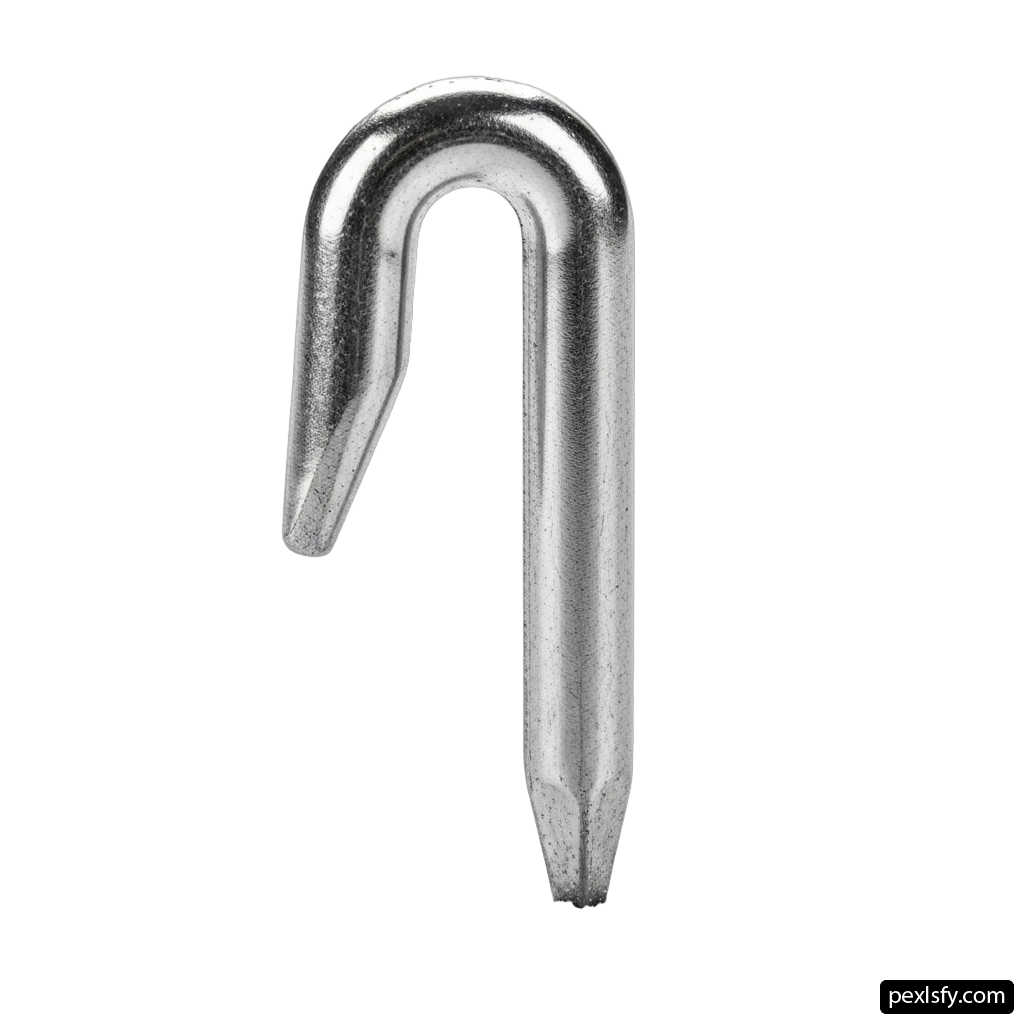 Stainless steel hook on a white background png transparent background