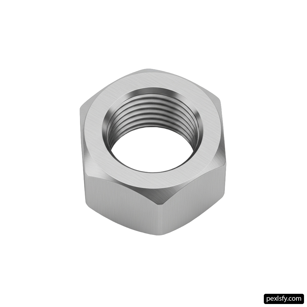 Stainless steel nut on a white background png transparent background