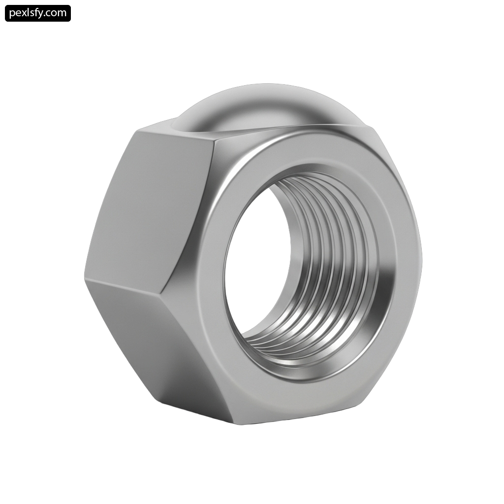 Stainless steel nut on a white background png transparent background