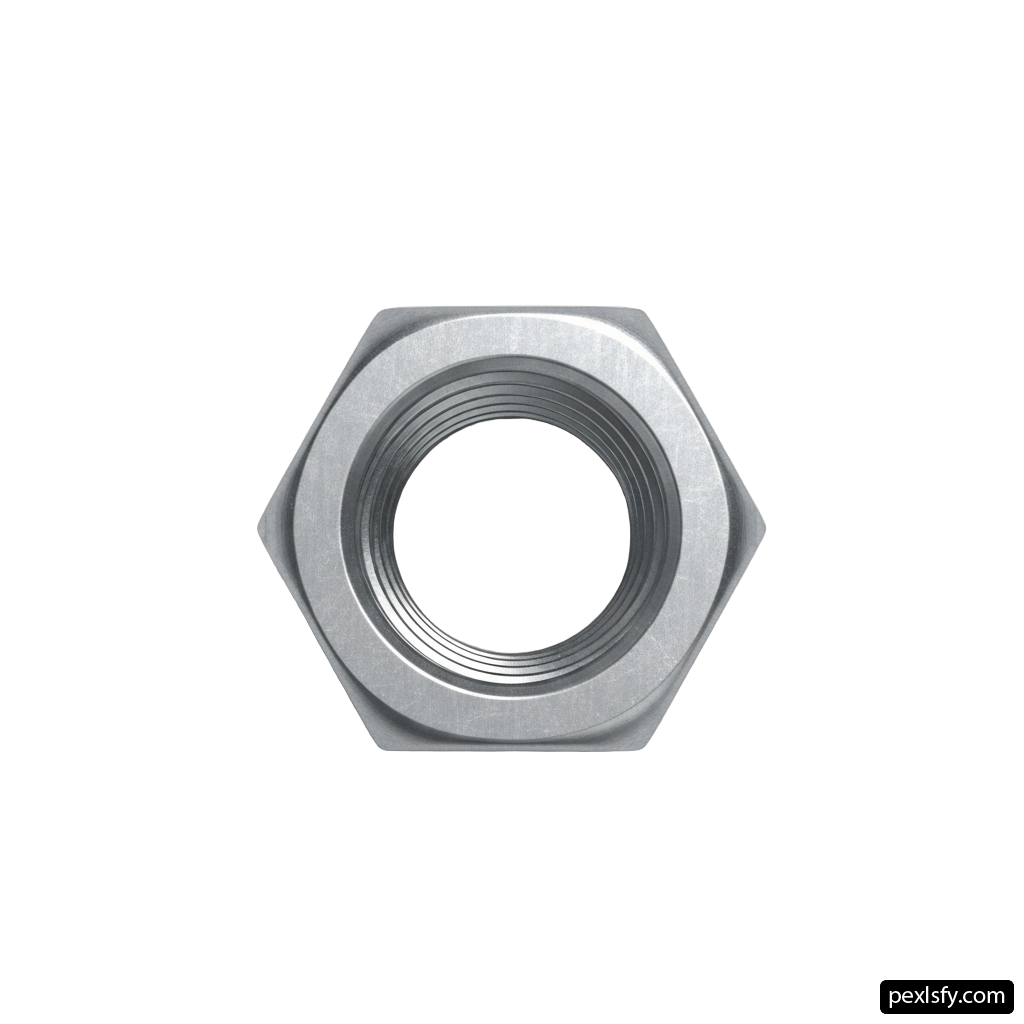 Stainless steel nut on a white background png transparent background