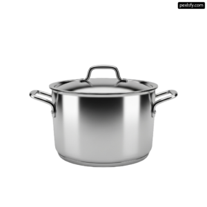 Stainless steel pot with a lid on a white background png transparent background