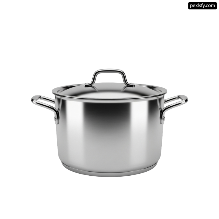 Stainless steel pot with a lid on a white background png transparent background
