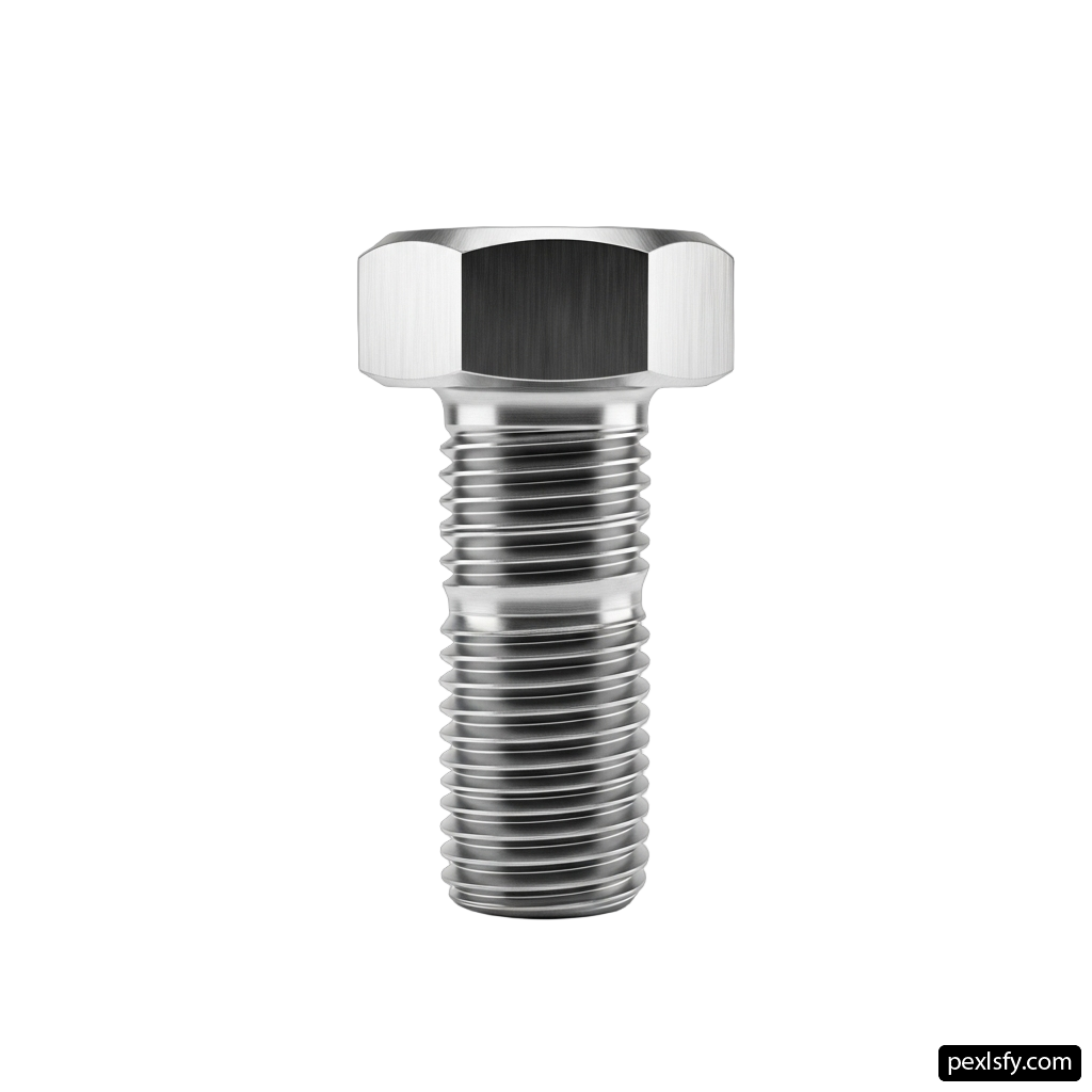 Stainless steel screw on a white background png transparent background