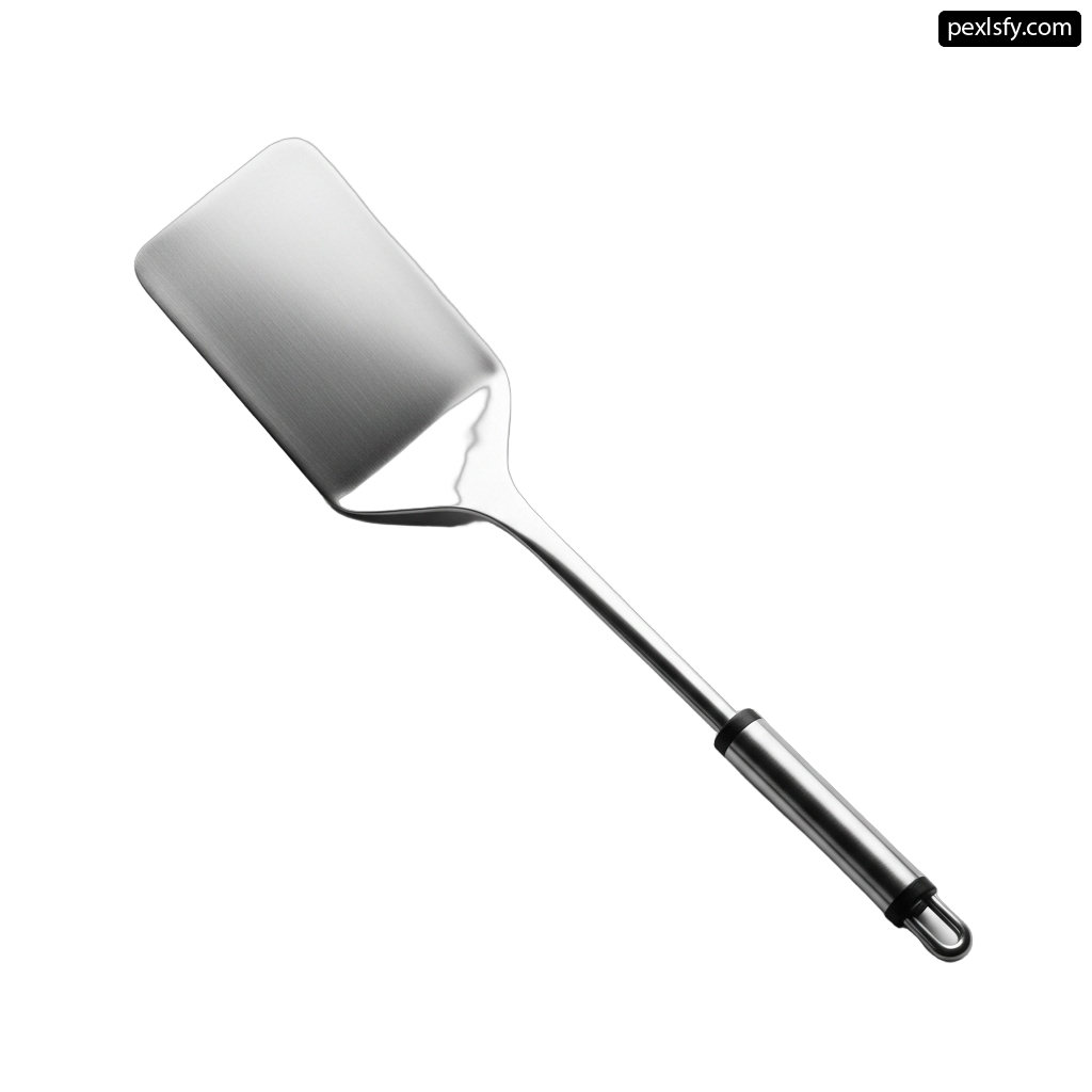Stainless steel spatula on a white background png transparent background