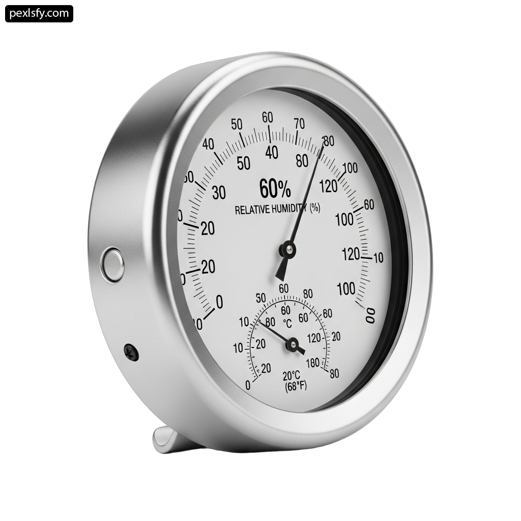 Stainless steel thermometer on a white background png transparent background