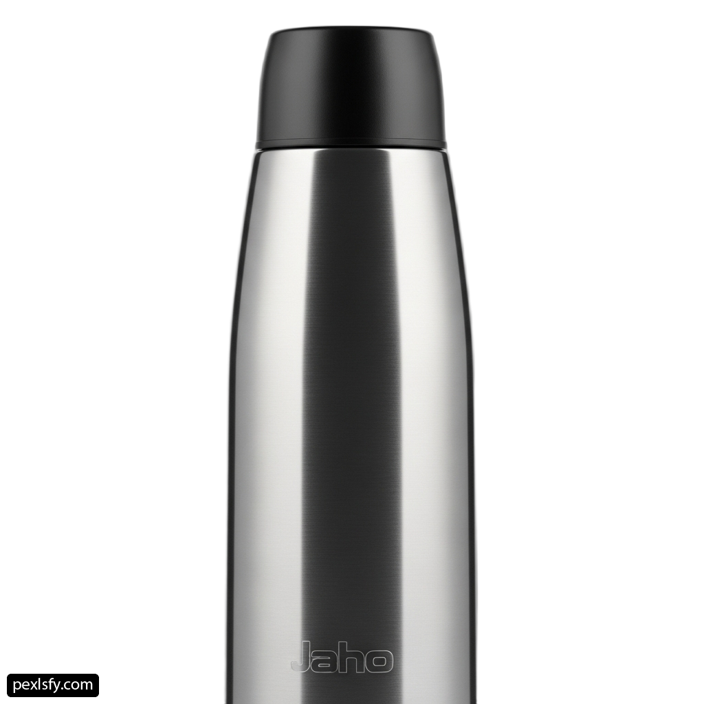 Stainless steel thermos bottle on a white background png transparent background