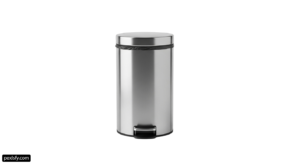 Stainless steel trash can on a white background png transparent background