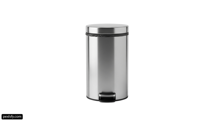 Stainless steel trash can on a white background png transparent background