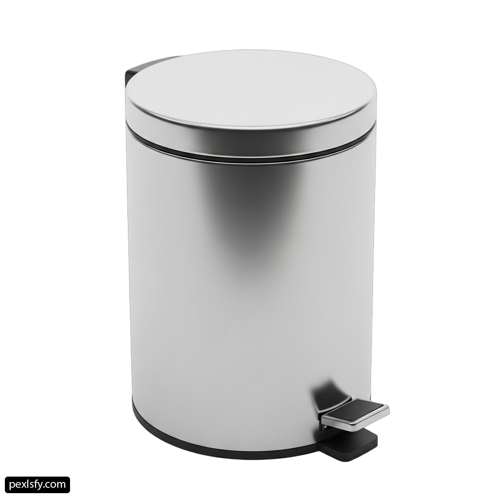 Stainless steel trash can on a white background png transparent background