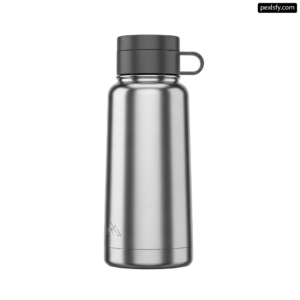 Stainless steel water bottle on a white background png transparent background